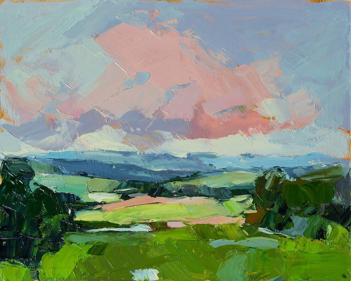 Impressionistic Landscape Oil Painting By Daria Zavadenko, 12 X 9, Evening Silence, Original Artwork