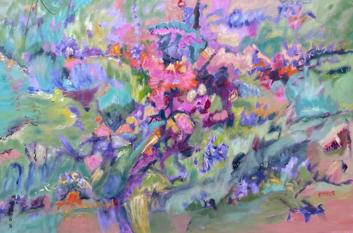 Organic Botanical Oil Painting By Maureen Finck, 36 X 24", Touches Of Rosemary, Original Artwork