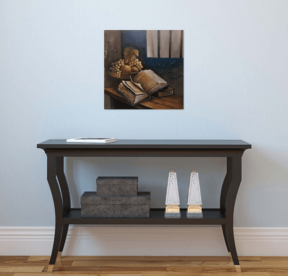 Still Life with Books and Grapes