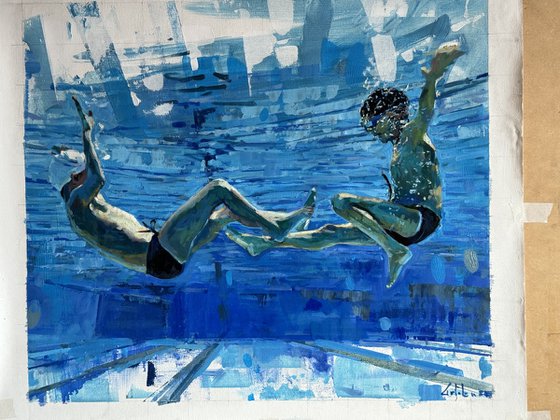 Two friends underwater