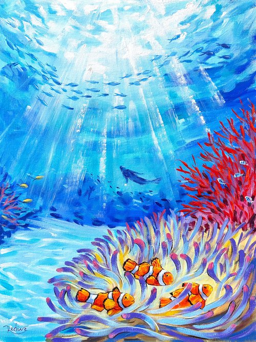 Clownfish and sea anemones by Irina Redine