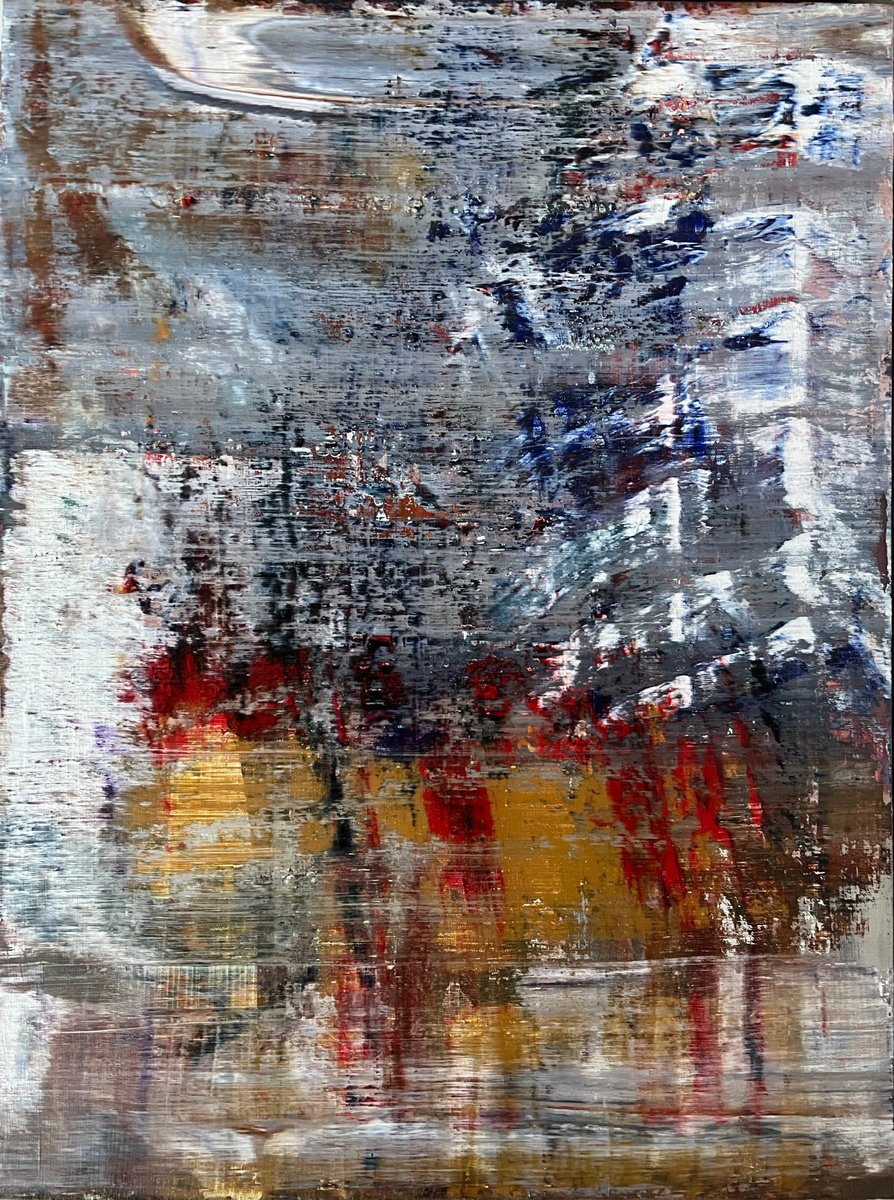 Abstract Oil Painting By Florina Breazu, 29 X 38, Resonance Of The Gesture Iv, Original Artwork