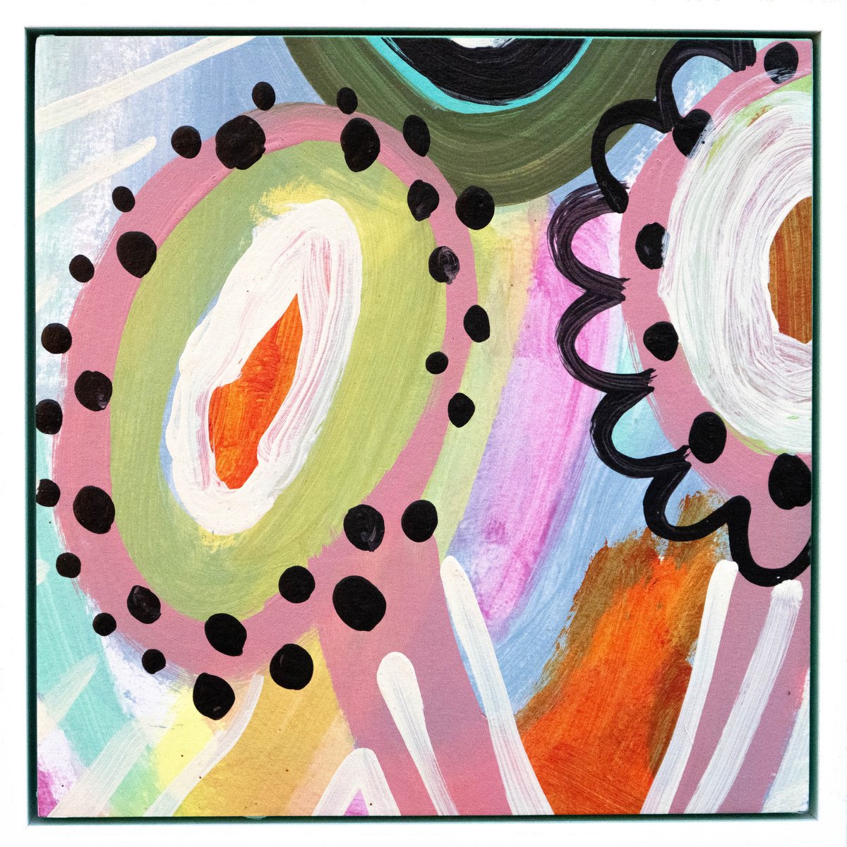 Expressive Botanical Acrylic Painting By Suzie Cumming, 11 X 11", Vibrant Flowers, Original Artwork