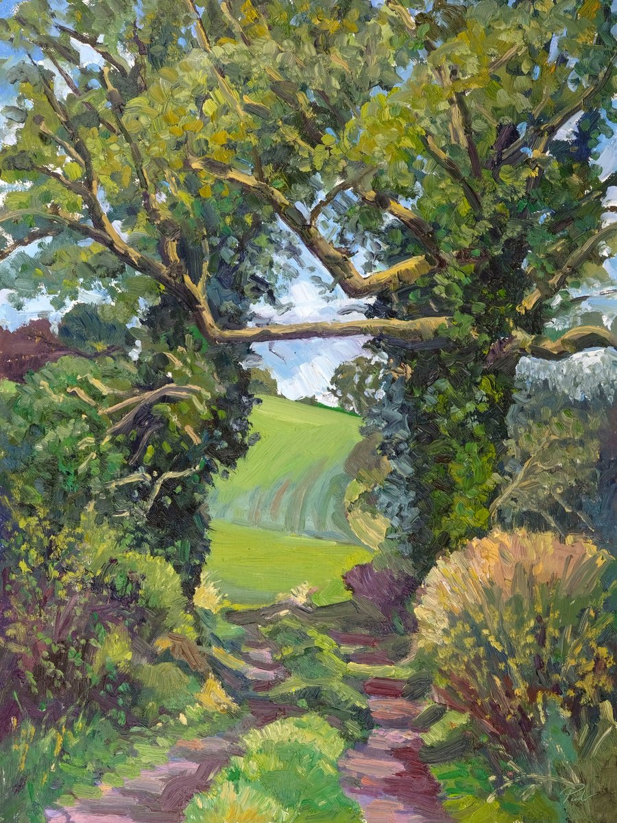 Expressive Landscape Oil Painting By Jeff Parker, 12 X 16, Two Trees, September, Original Artwork