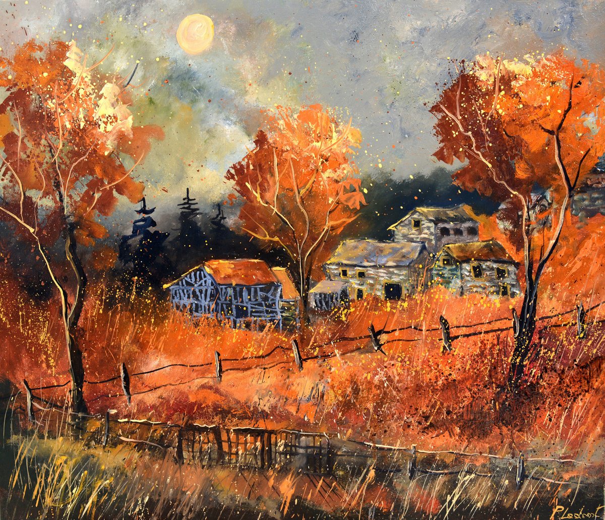 Autumnal Sunset By Pol Henry Ledent, 28 X 24, Artwork For Sale On Artfinder