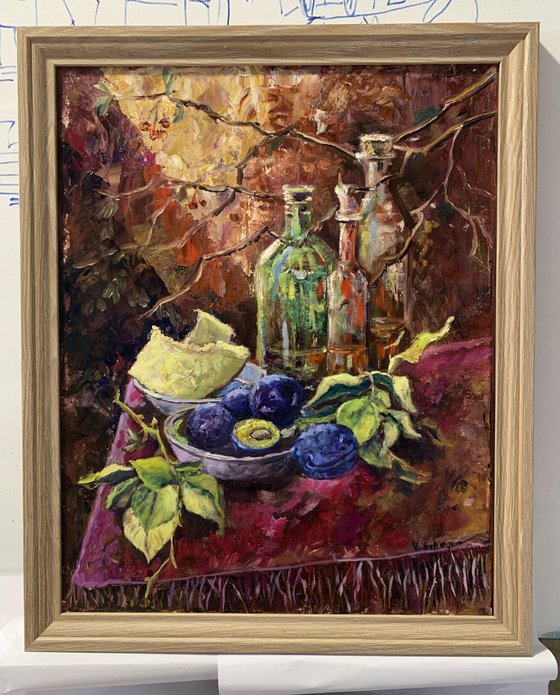 Vintage Bottles & Plums.