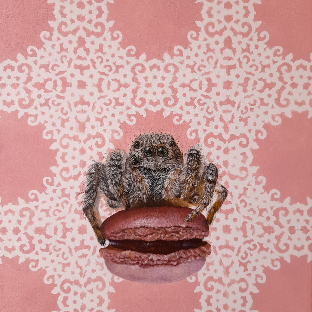 Surrealistic Animal Acrylic Painting By Claudia Daminato, 12 X 12, Sweet Monster, Original Artwork