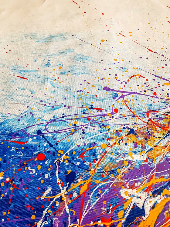 Alosika (H)122x(W)148 cm. Colorful Splash Abstract Painting