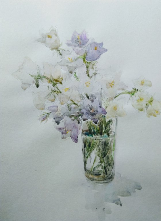 Bouquet of bluebells. Original watercolour painting.