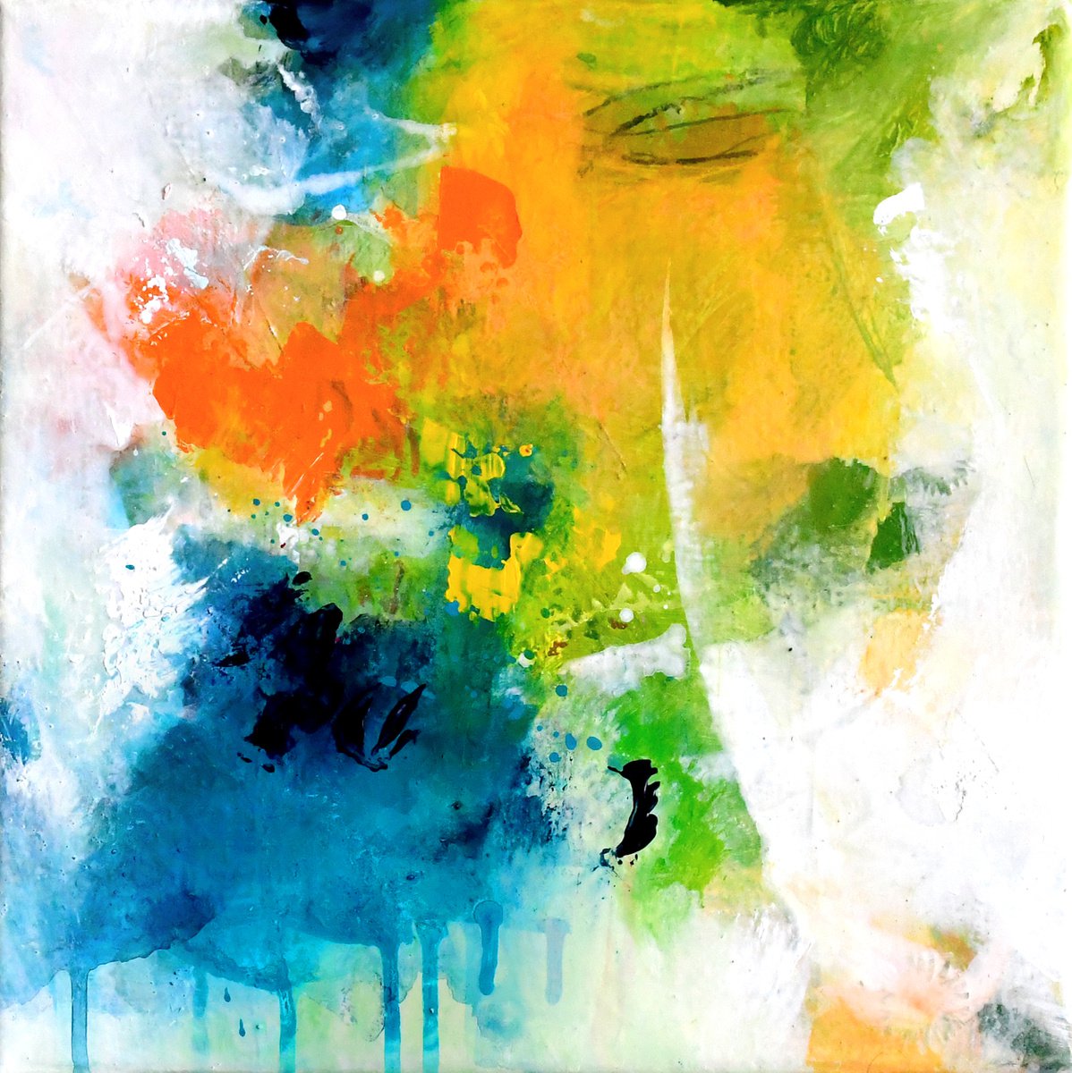 Abstract Acrylic Painting By Kirsten Handelmann, 12 X 12", Dune Poetry 2, Original Artwork