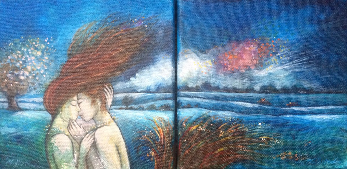 Pink Kiss (diptych) by Phyllis Mahon
