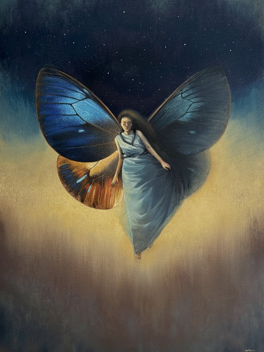 Surrealistic Oil Painting , Wings Behind The Shoulders By Anastasia Parfilo, 12 X 16, Artwork For Sale On Artfinder