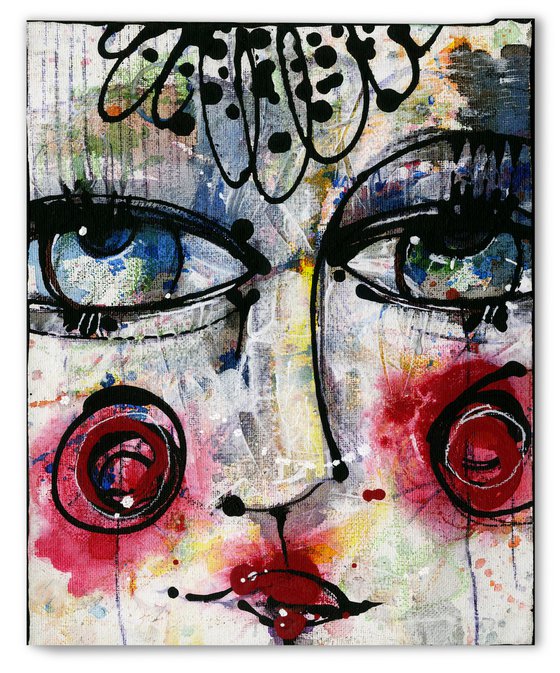 Funky Face Whimsy 10 - Mixed Media Art by Kathy Morton Stanion