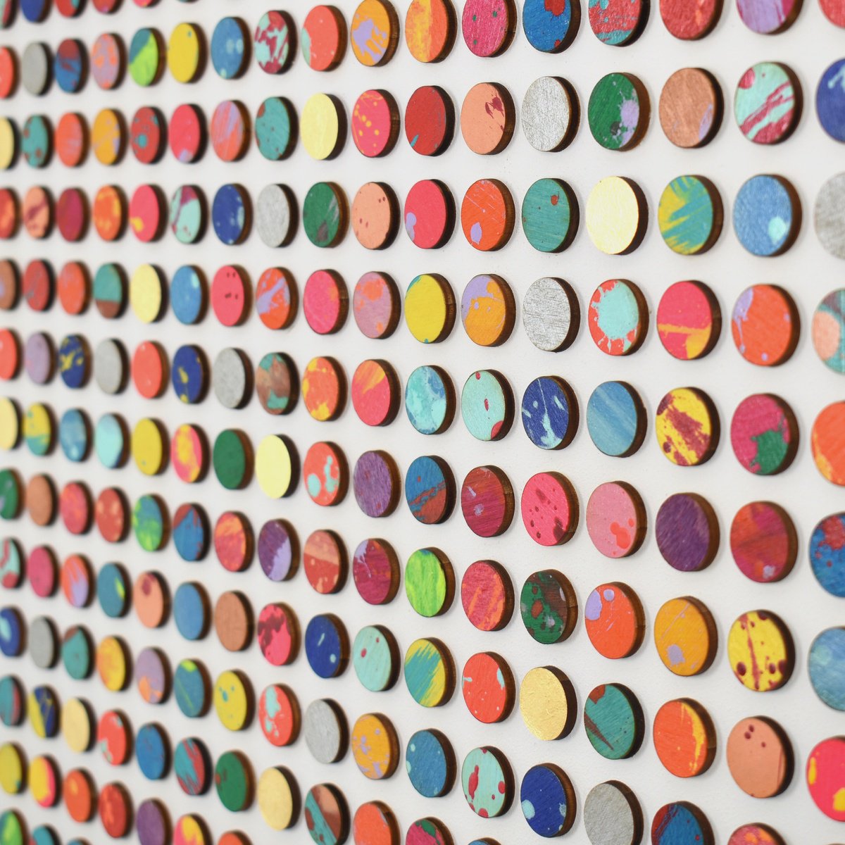 Geometric Abstract Painting By Amelia Coward, 31 X 31, 900 Splash Dots, Original Artwork