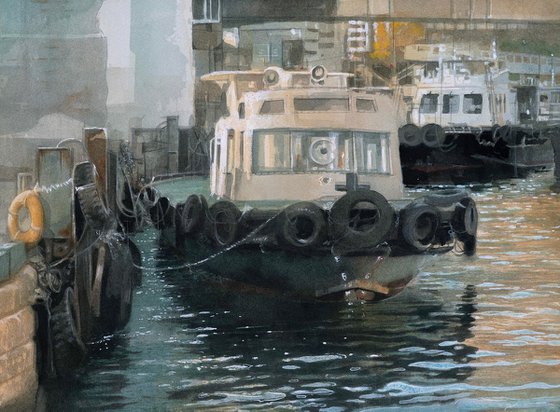 Moored Tugboat in the Evening Light