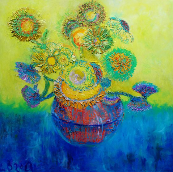 Sunflowers in Blue