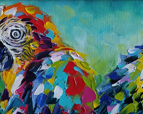 Life in love - parrots oil painting, bird, parrots, birds oil painting, painting on canvas, gift, parrots art, art bird, animals oil painting by Anastasia Kozorez