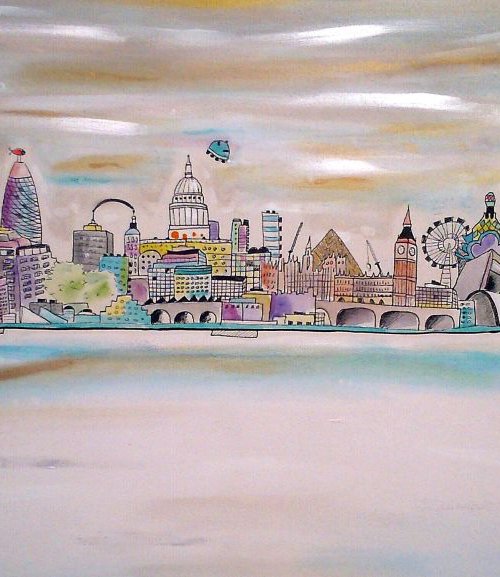 Crystal City ink on canvas by Maria Luisa  Azzini