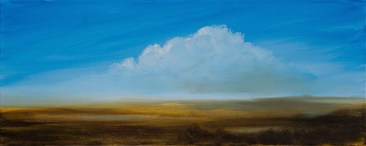 Impressionistic Landscape Oil Painting By Fabienne Monestier, 20 X 8, Scenery #2, Original Artwork