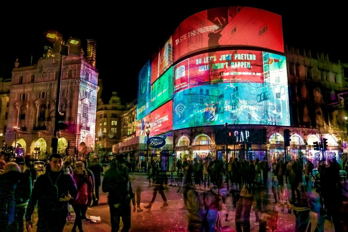 Busy London - Piccadilly Circus, Abstract Street Photograph. Limited Edition Canvas #1/10 by Graham Briggs