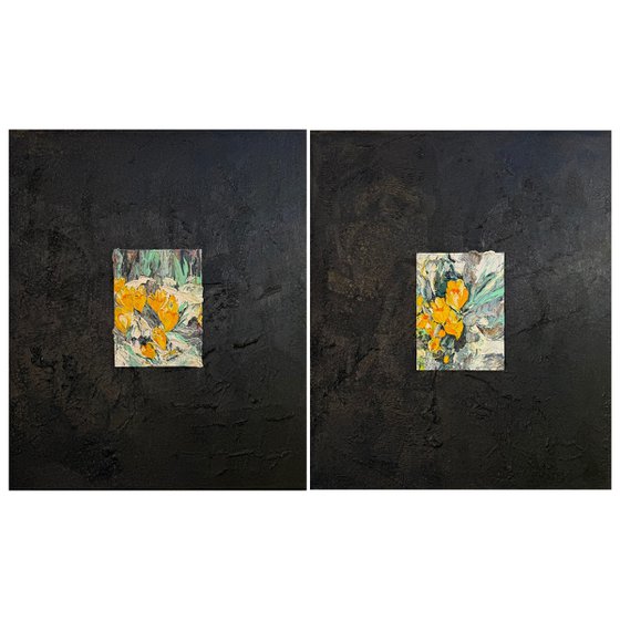 Light sprouting from darkness. Diptych