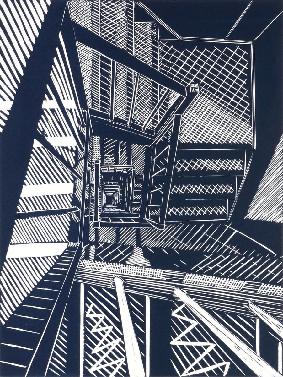 Photorealistic Cityscapes Linocut By Helen Boden, 16 X 20, Twenty Six Floors, Original Artwork
