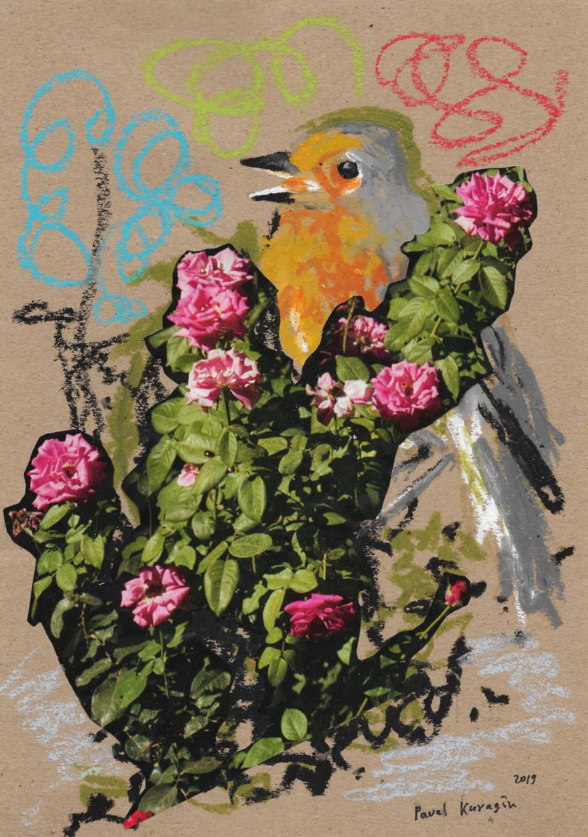 Bird and flowers by Pavel Kuragin