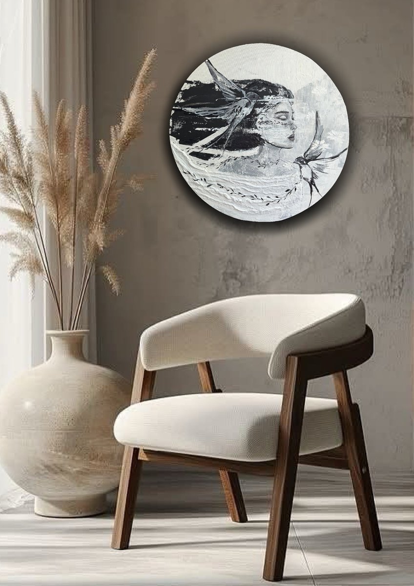 Expressive Painting , Monochrome Muse (The Space Within) By Dina Telesheva, 20 X 20, Artwork For Sale On Artfinder