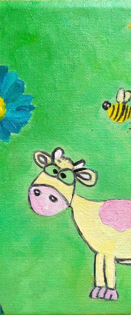 Cow and bee by Isabelle Lucas