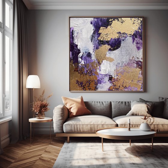 Purple Gold Abstract Canvas