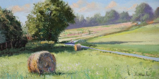 Hay Bales- original plein air oil painting