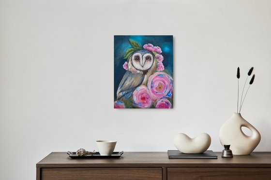 Owl With Roses