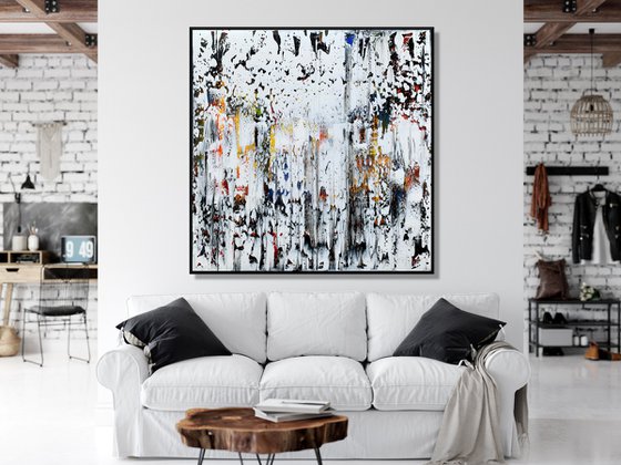 White Shadows - XL LARGE,  ABSTRACT ART – EXPRESSIONS OF ENERGY AND LIGHT. READY TO HANG!