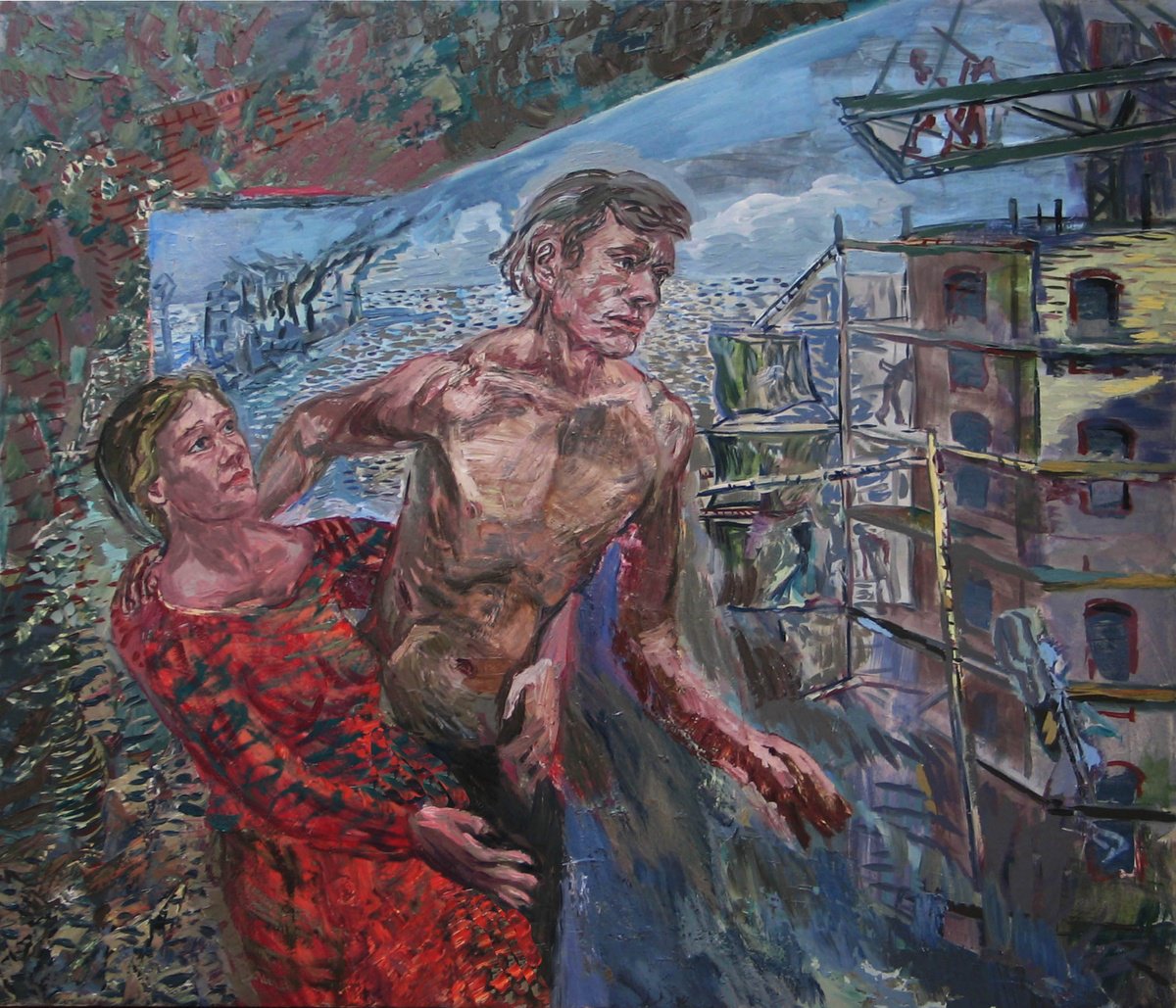 Expressive Portrait Oil Painting By Frank Creber, 35 X 30, Leaving For Sea, Original Artwork