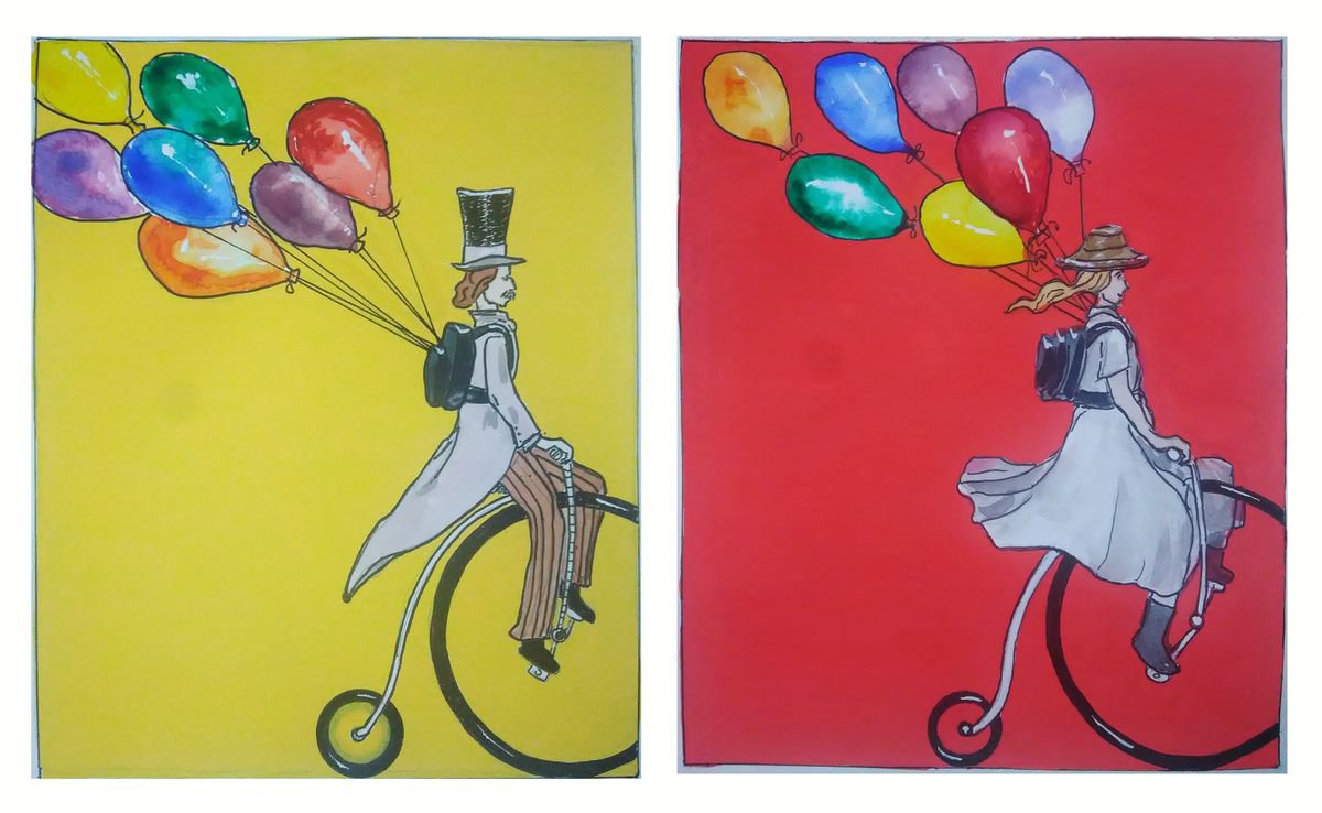 Portrait Painting By Antonio Mele, 15 X 9, Newlyweds, Original Artwork