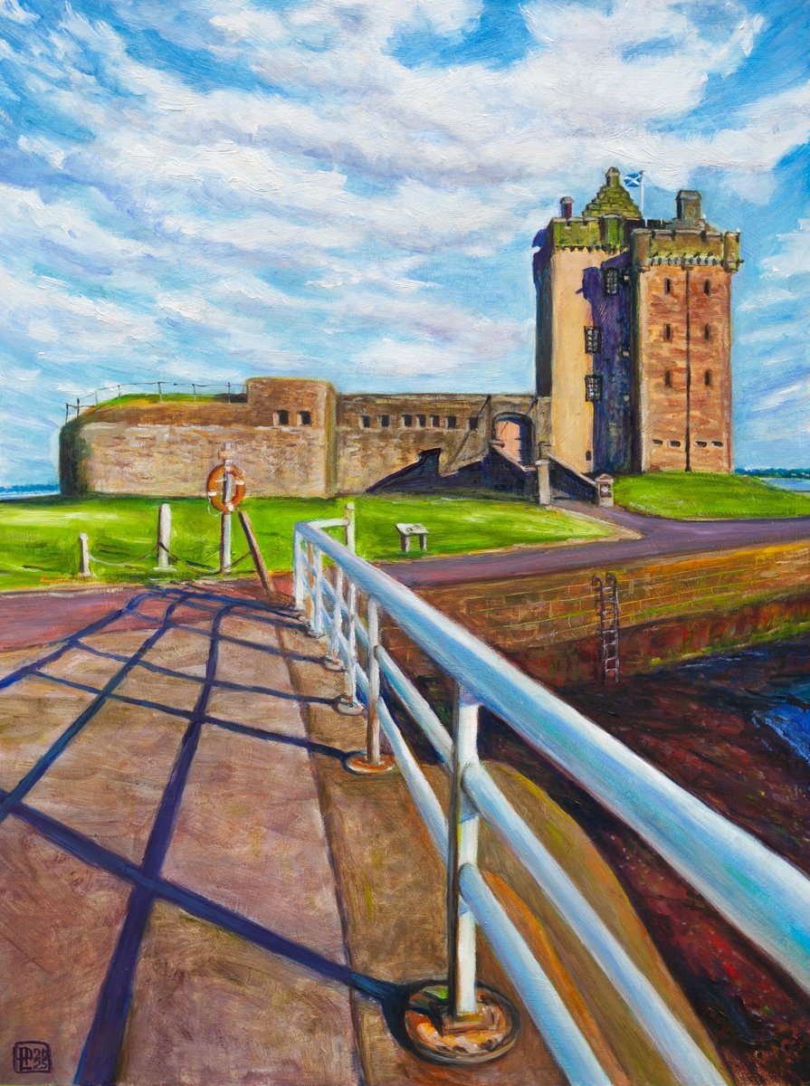Photorealistic Landscape Oil Painting By Liudmila Pisliakova, 12 X 16", Broughty Ferry Castle, Original Artwork