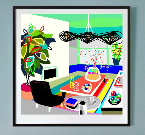 The living room (El salón viviente) (pop art, interiors)