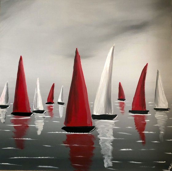 Red And White Sails