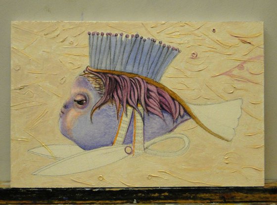 THE HAIRDRESSER FISH- (ready to hang )