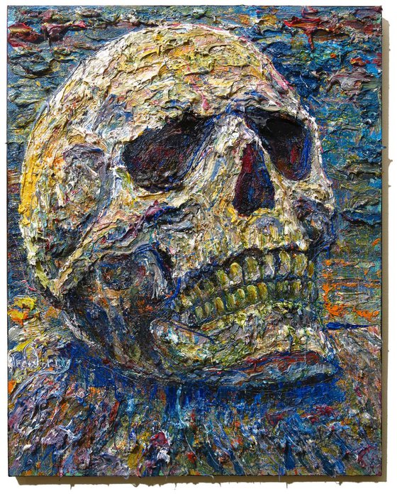 Original Oil Painting Skull Abstract