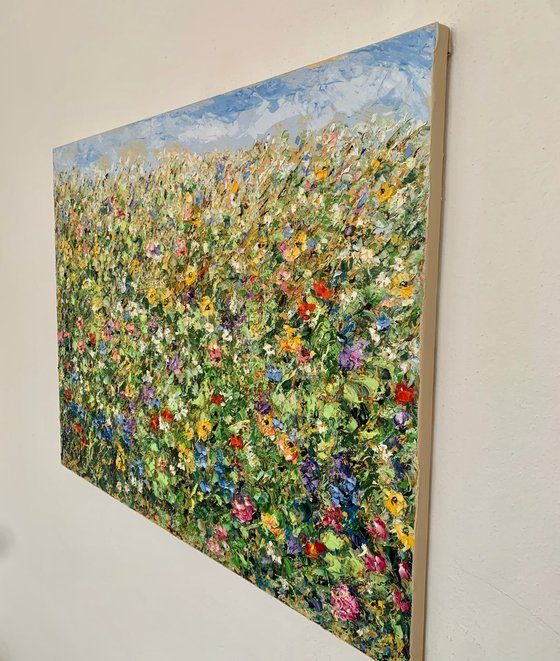 Colorful flowers field