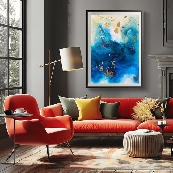 Abstract Ocean Gold 70x100