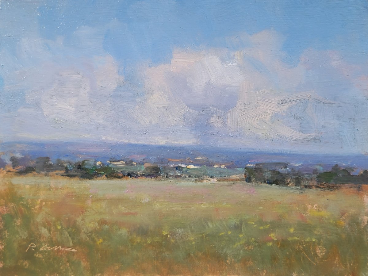 Impressionistic Landscape Oil Painting By Pascal Giroud, 8 X 6", Champs Des Monges, Original Artwork