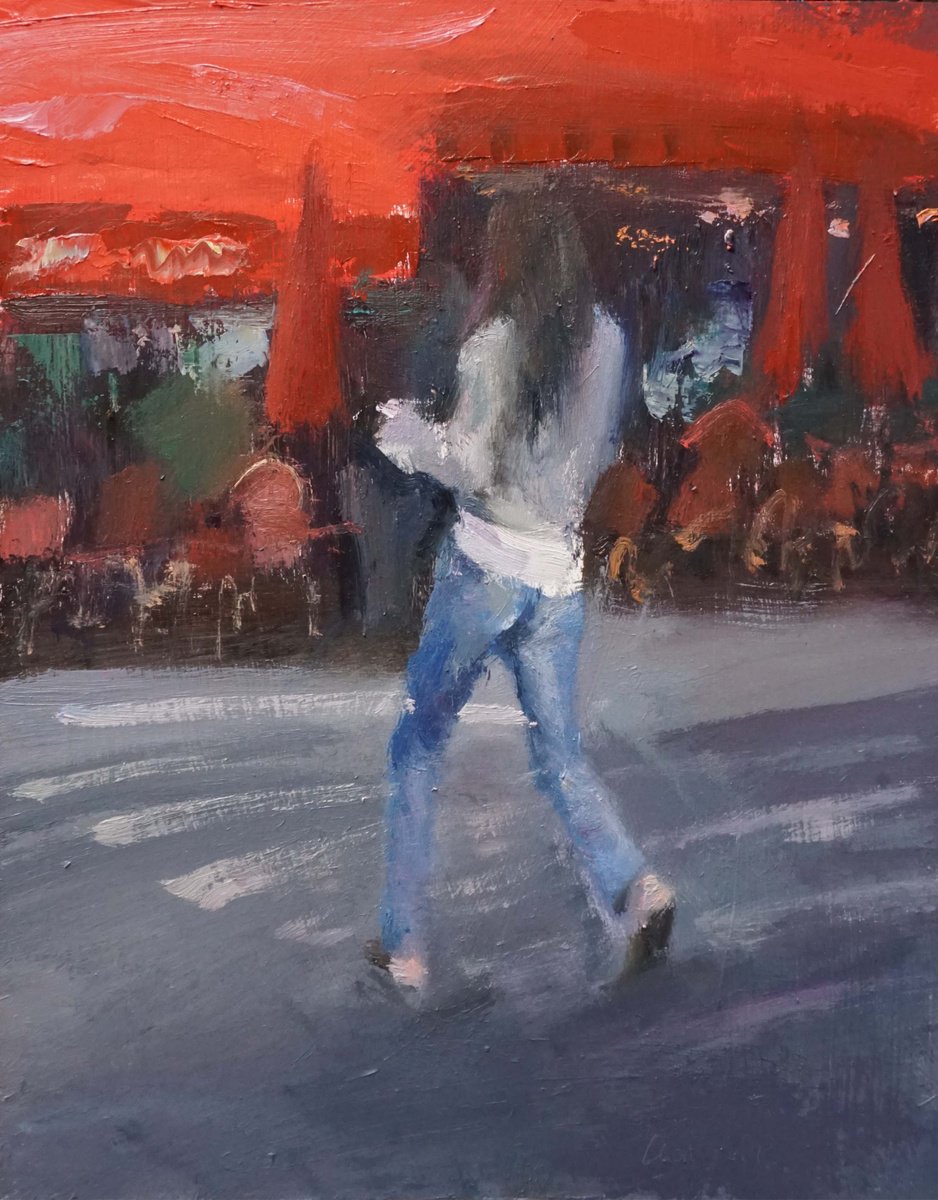 Expressive Portrait Oil Painting By Manuel Leonardi, 9 X 12", La Rotonde, Original Artwork