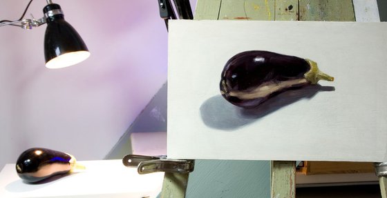 modern still life of eggplant - gift for food lover