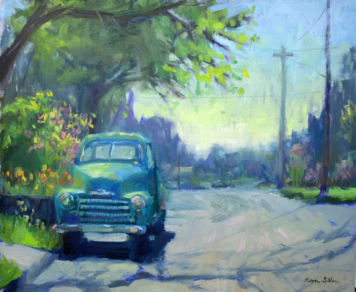 Impressionistic Transport Oil Painting By Kristina Sellers, 20 X 16", Portland Relic, Original Artwork