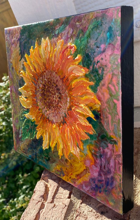 Sunflower Impasto Palette Knife Painting