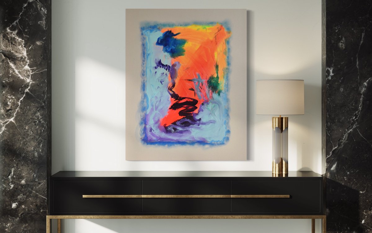 Abstract Acrylic Painting By Sebastian Merk, 31 X 39", Tornado, Original Artwork