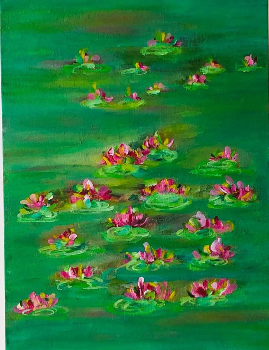  Lilies In Green 2 By Shabs Beigh, 20 X 24, Artwork For Sale On Artfinder