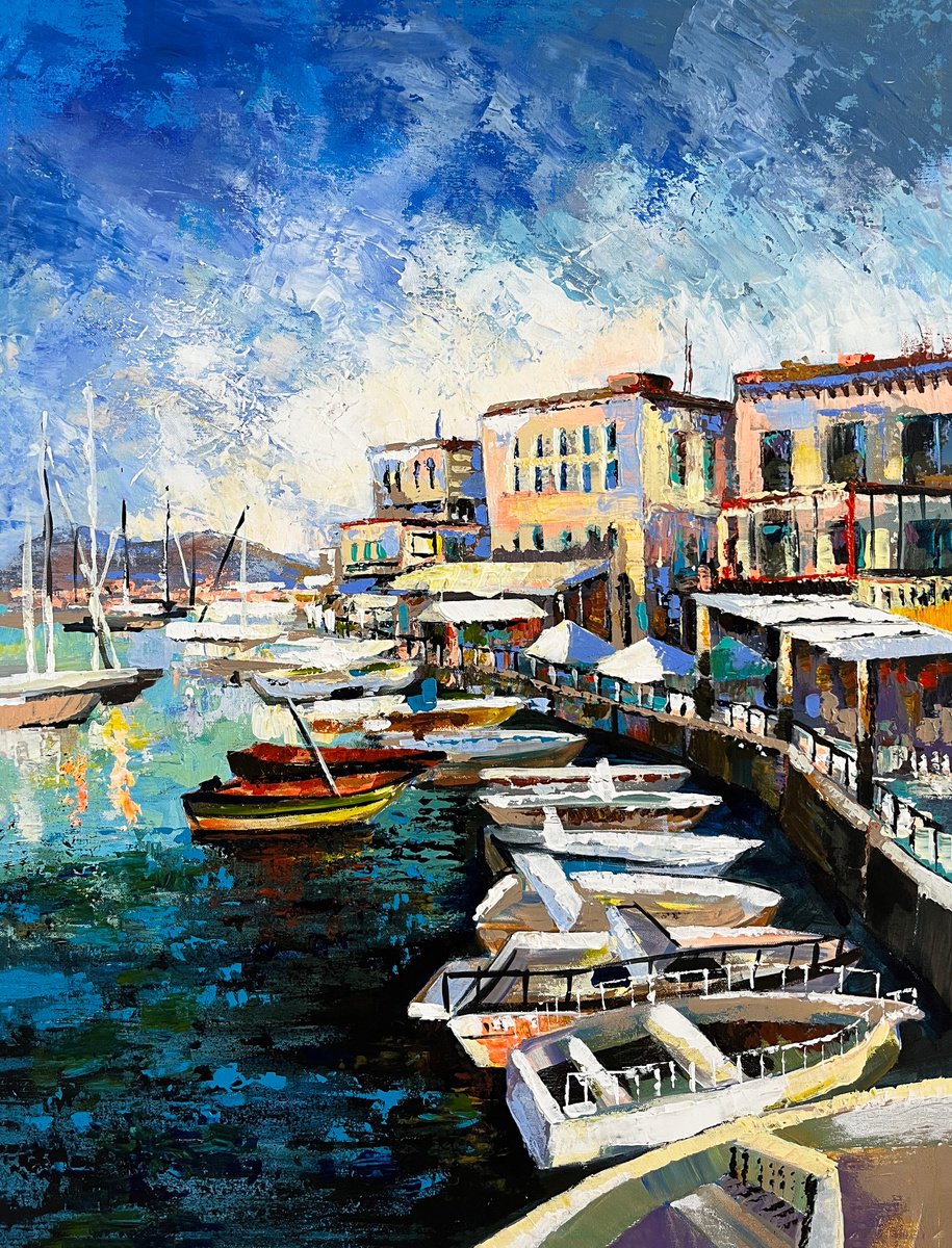 Impressionistic Landscape Acrylic Painting By Maria Kireev, 24 X 31", Campania,Napoli, Original Artwork